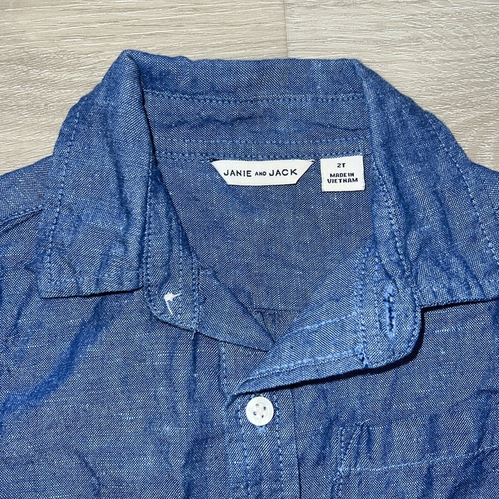 Janie and Jack 100% linen long sleeve shirt - Picture 2 of 3